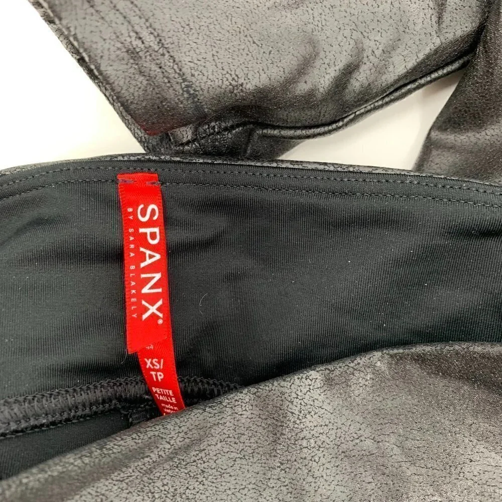 Spanx faux leather leggings skinny black high waisted Power waistband X-Small
